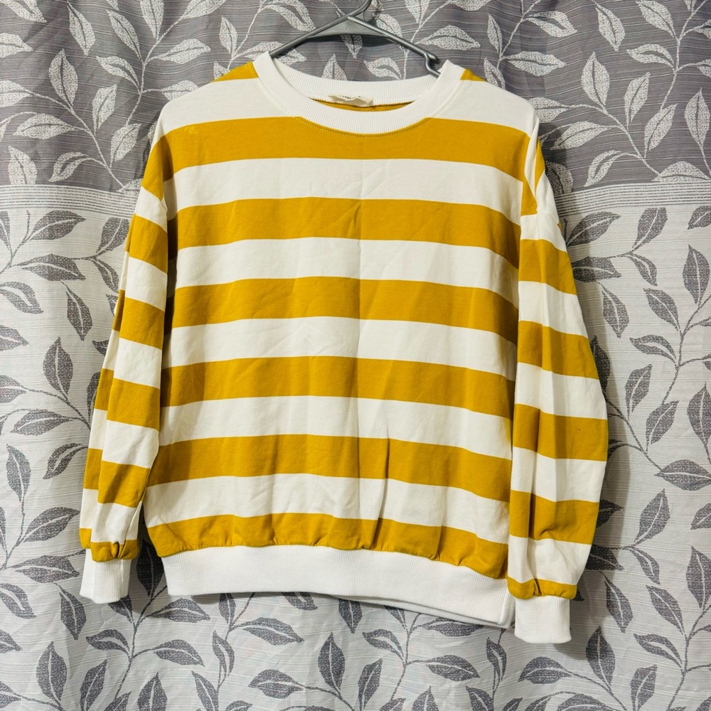Mustard and White Striped Boutique Sweatshirt